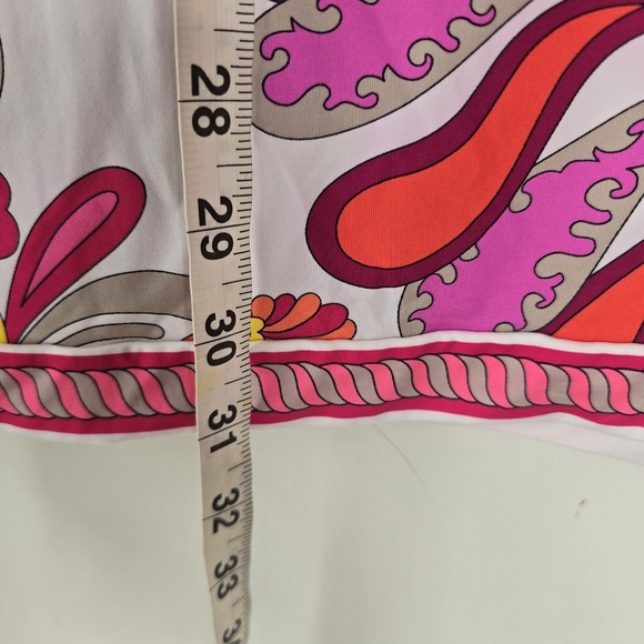 Trina Turk Caprice Tunic Swim Cover Up M Vibrant Orange/Pink Stretch Flowy - Picture 7 of 10